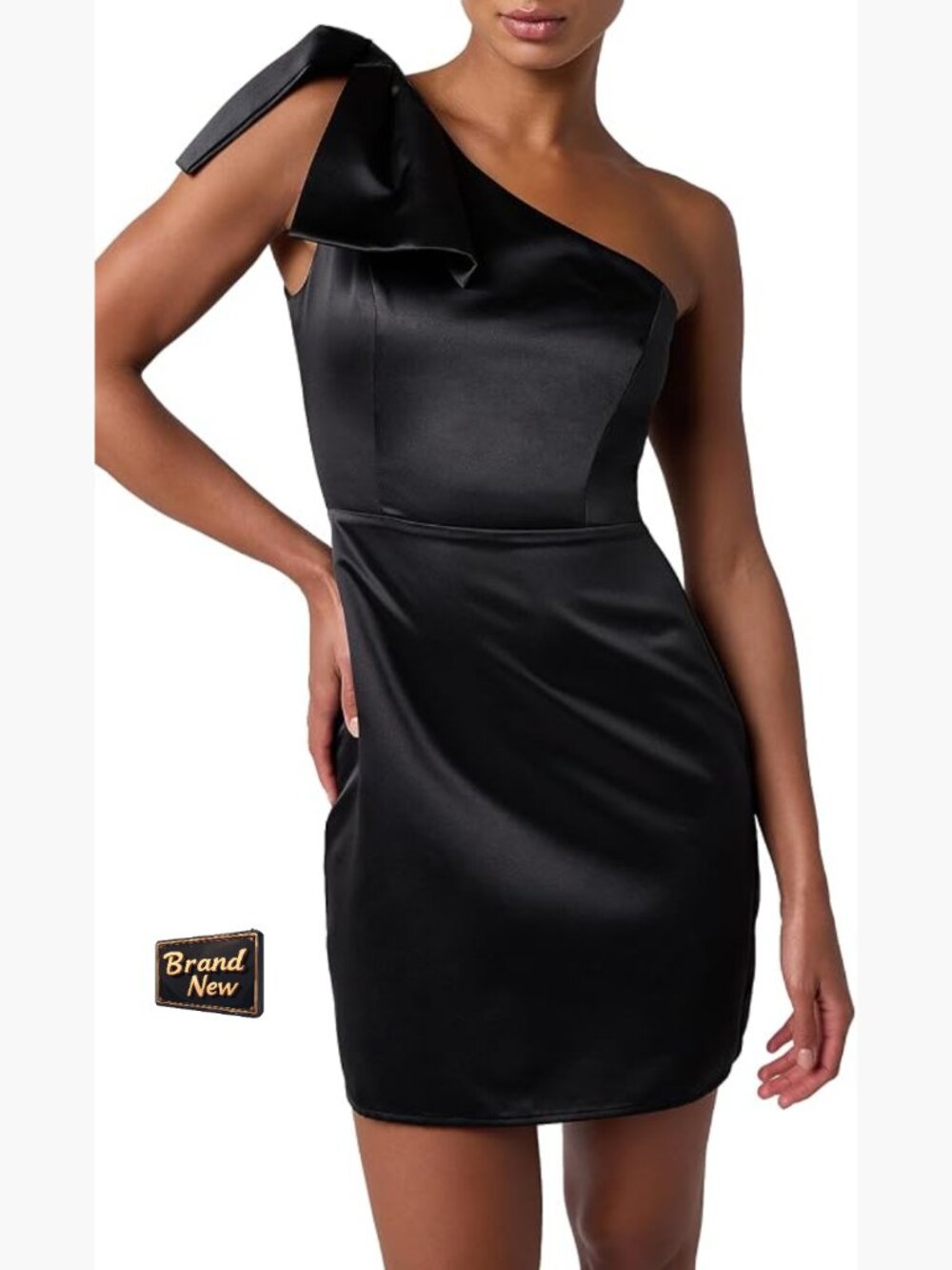 One Shoulder Cocktail Mini Dress with Bow